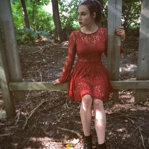 Red dress with back cut out. Super pretty😊
